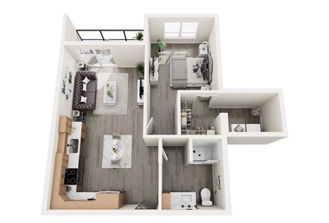 Floor plan for 1 bed, 1 bath, 810 sqft